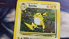 Pokémon Card Raichu Base Set 2 16/130 Holo Swirl Heavy Play/ Crease Through Card