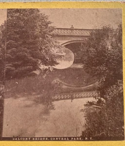Balcony Bridge Central Park Lake New York City NY Perry Mason Photo Stereoview - Picture 1 of 4
