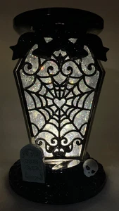 Bath & Body Works 9" Light-up Spider Web Coffin Water Globe 3-wick Candle Holder - Picture 1 of 24