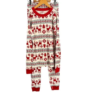Hanna Andersson Holiday Pajama Set Reindeer Snowflake Organic Cotton Size 12 New - Image 1 of 4