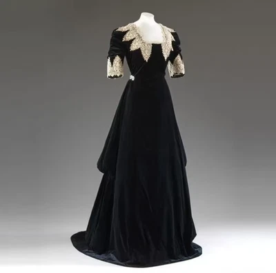 1900-е Черное Обеденное Платье Викторианский Эдвардианский Готический Стимпанк Прогулочный Костюм - Изображение 1 из 4