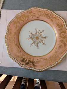 Spode England Antik FELSPAR Porzellan 1821-1830 Pfirsich Gold Mittagessen Teller - Bild 1 von 4