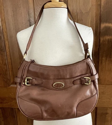 Etienne Aigner Brown Leather Shoulder Bag Hobo Purse Y2K Handbag Triple Entry - Image 1 of 4