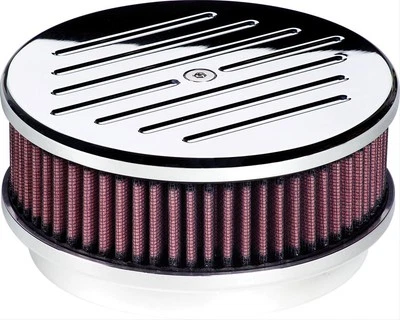 Billet Spec Air Filter Assembly 6 3/8" Dia Round Alum Ball-Milled Design 2" - Image 1 of 4
