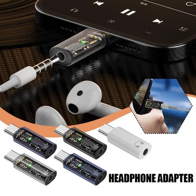 USB-C Type C Adapter Port to 3.5MM Aux Audio Jack Earphone H4X7 Headphone J7W4 - Image 1 of 4