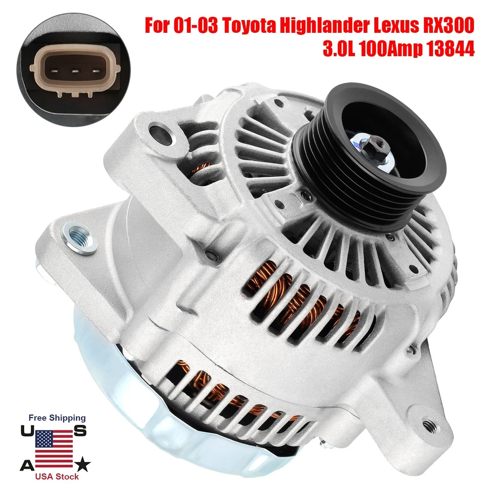 12V 100Amp Alternator For Lexus RX300 1999-2003 Toyota Highlander 2001-2003 New - Image 1 of 4
