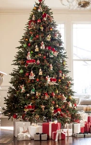 BÁLSAMO COLINA MUÉRDAGO Y ACEBO ÁRBOL DE NAVIDAD CONJUNTO DE 12 JUMBO - Imagen 1 de 24