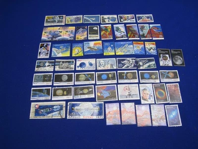 US Stamps Early Space Lot - 54 Different - Cancelled - Off/On Paper - Image 1 of 4