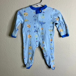Burts Bees Baby Size NB Hanukkah Menorah Footed Sleeper Organic Cotton - Picture 1 of 6