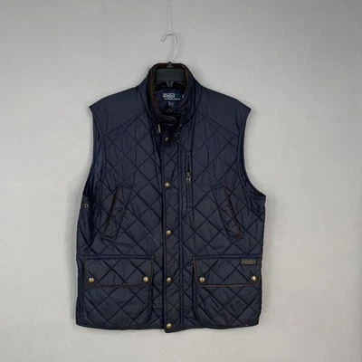 Polo Ralph Lauren Vest Men Large Navy Quilted Corduroy Collar Barn Chore Western - Image 1 of 4