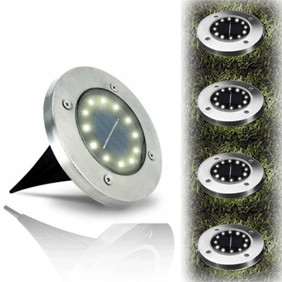 4x12LED Solarlampe Bodenstrahler Garten Leuchte Bodeneinbauleuchte Außenleucht - Bild 1 von 4