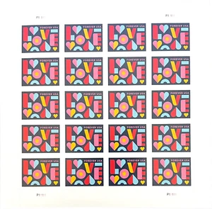 US Sheet of 20 Forever Stamps 565000 Love, Wedding 2020 - Picture 1 of 3