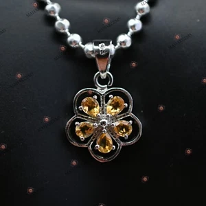 Colgante de citrino sin calentar certificado de 1,93 g - Collar de plata 925 con piedras preciosas naturales - Imagen 1 de 6