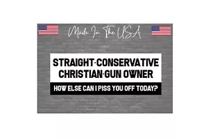 Straight Conservative Christian Gun Owner Sticker Decal - 2nd Amendment 8" - Foto 1 di 1