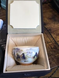 Keramik Teetasse chinesisches Landschaftsdesign 3oz - Bild 1 von 3