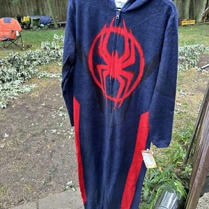 Marvel Adult SpiderMan One Piece Hooded Costume Pajamas Men’s Size Large - Picture 1 of 6