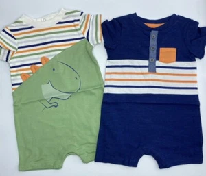 Boys Size 3M Kids Headquarters 2-Pack Rompers Summer Outfits Dinosaurs - Picture 1 of 7