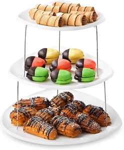 Collapsible Party Serving Tray Platter Appetizer 3 Tier Server Snacks Cake Fruit - Picture 1 of 5