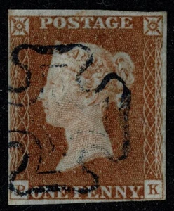 1841 1d Red 4m Pl 20 PK Fine Upright Blue-Black Maltese Cross Very Fine Used - Picture 1 of 1