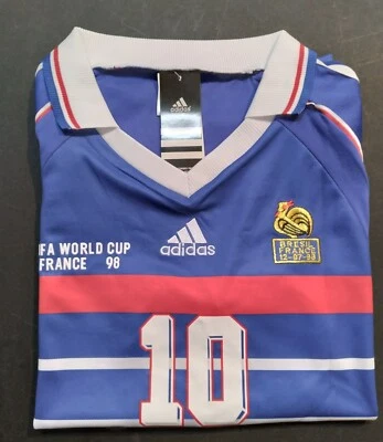 Camiseta de fútbol Francia retro color azul talla pequeña para adultos Zidane Foto 1 de 4