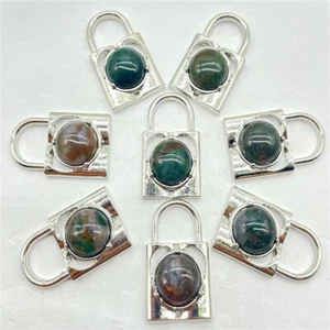 10pcs Natural Indian Agate Stone Lock Pendants Prism Magic Reiki Healing Amulet - Picture 1 of 3