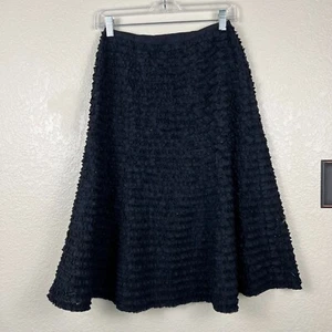 MICHAEL MICHAEL KORS Pleated Midi Ruffle Black Skirt Womens size 2 - Picture 1 of 6