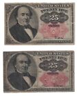 U.S. - Group of (2) Series of 1874 25 Cents Fractional Currency Banknotes