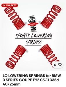 BMW E92 Front Back Lowering Springs Kit - Picture 1 of 11
