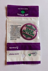 Girl Scout Juniors Take Action Badge Iron-On New in Package Made in USA - Picture 1 of 3