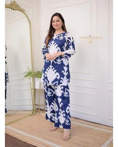 Vestido túnica top de diseñador color azul Palazzo Kurta paquistaní Salwar Kameez - Imagen 1 de 6