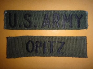 2 US Army Subdued Pocket Patches: U.S. ARMY + OPITZ Name Tape - Picture 1 of 3