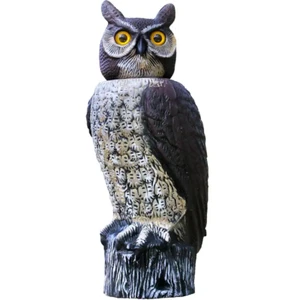 Owl Decoy w/ Rotating Head, Natural Enemy Scarecrow Fake Owl to Scare Birds Away - Picture 1 of 12