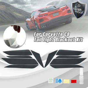 10* Smoked Vinyl Tail Light Blackout Kit Covers Black For Corvette C8 2020-2024 - Foto 1 di 11