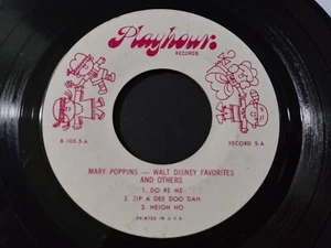 Mary Poppins & Walt Disney Favorites VG+ Original 45RPM Playhour 105 EP Record - Imagen 1 de 2