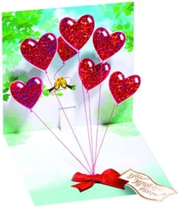 1 x HERZBALLONS - 3d - Pop-Up Grußkarte - Bild 1 von 1
