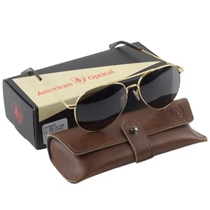 Occhiali da sole AO American Optical Military Pilot montatura oro 58 mm - Foto 1 di 3