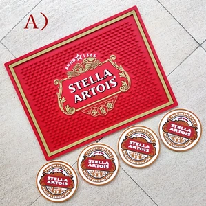 STELLA ARTOIS Rubber drip mat bar mat bar runner &4pcs coasters home pubs A or B - Picture 1 of 7