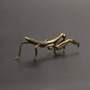 China Messing Betende Mantis kleine Ornamente Teezeremonie Statue Sammlerstück Kunst - Bild 1 von 5