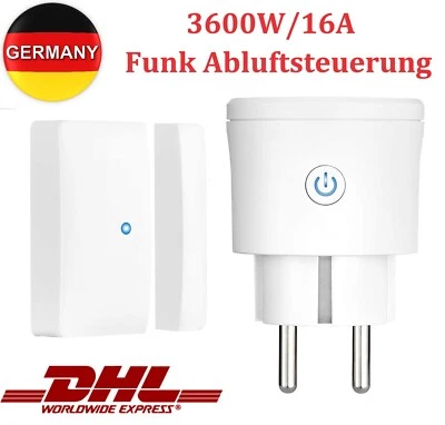Funk Abluftsteuerung Fensterkontaktschalter Dunstabzugshaube Fenstersensor Kamin - Bild 1 von 4