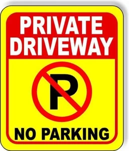 PRIVATE driveway No parking symbole YELLOW Metal Aluminum composite sign - Picture 1 of 5