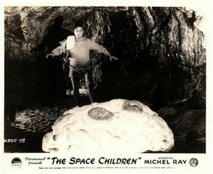 The Space Children Original Lobby Card Jackie Coogan finds space blob in cave