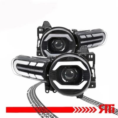 For 07-14 Toyota FJ Cruiser Black Single Projector Headlights LED DRL White - Image 1 of 4