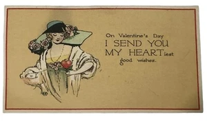 Vintage Valentines Day Card 1914 “On Valentines Day I Send You My Heart” - Picture 1 of 6