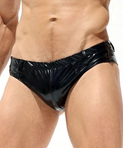 RUFSKIN's Signature "Roman" Cut Briefs SIN Spandex Liquid Metallic Onyx Black 1 - Picture 1 of 8