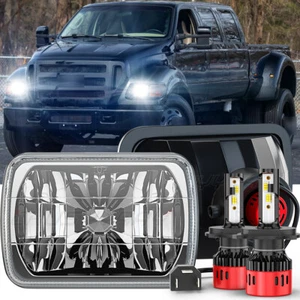FIT Ford F650 F750 F250 F350 E150 L9000 Pair 5x7\" 7x6 LED Headlights With Bulbs - Picture 1 of 12