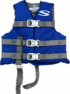 COLEMAN STERNS BLAU WASSERSPORT SCHWIMMWESTE JACKE-KIND (30-50 LBS.) MADE IN USA. - Bild 1 von 5