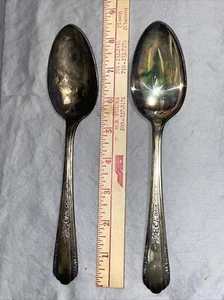 2 cucchiaini da servizio posate Deerfield Vision 1933 placcato argento S02 - Foto 1 di 3
