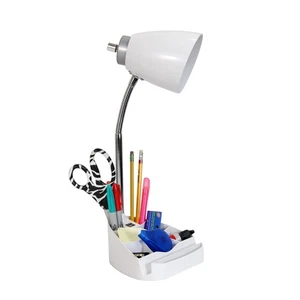 LD1093-WHT 18.5" All-in-Gooseneck Desk Lamp with iPad Stand, Book Holder, and... - Foto 1 di 6