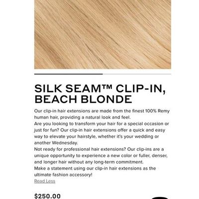 Clip de costura de seda Bellami, rubio playa, 16 pulgadas, 140 gramos, 5 piezas y bolsa  Foto 1 de 4