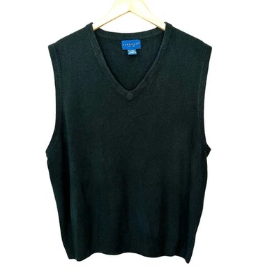 Towncraft Vintage Mens Sweater Vest Dark Green V Neck 2XL Grandpa Y2K Soft - Image 1 of 4